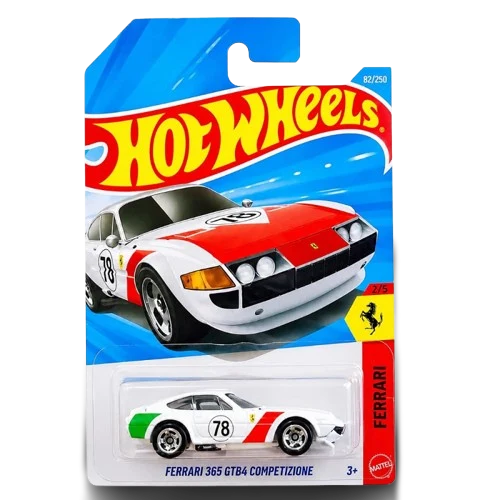 Hot Wheels Ferrari 365 GTB4 Competizione Ferrari 62 white color