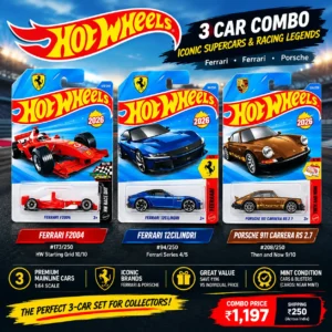 Hot Wheels 3-Cars Combo: Ferrari F2004 - Ferrari 12Cilindri - Porsche 911 Carrera RS 2.7