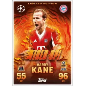 Harry Kane LE 28 Fired Up Limited Edition Topps Match Attax 2025/26 card