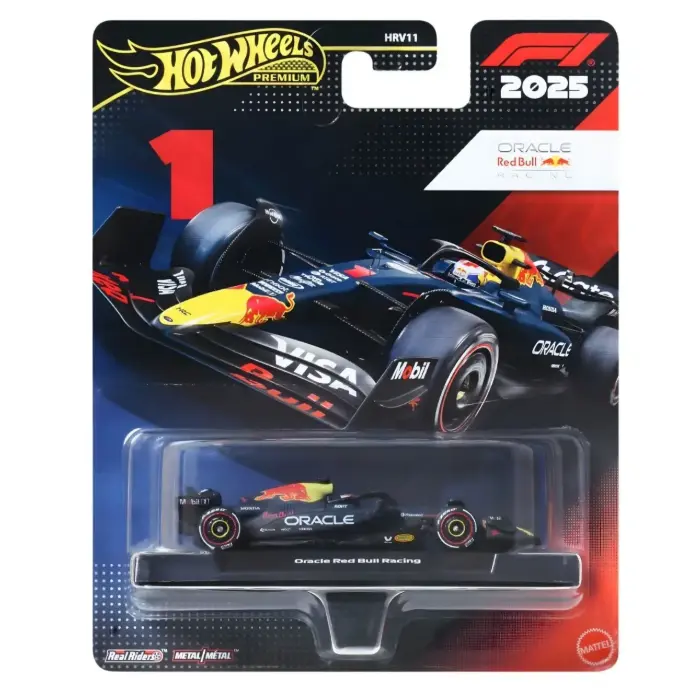 Hot Wheels Premium 2025 Oracle Red Bull Racing F1 Team #1 Max Verstappen die-cast car in original blister packaging