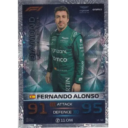 Topps Turbo Attax 2023 Fernando Alonso LE5D Diamond Limited Edition F1 card