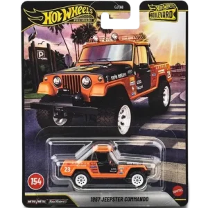 Hot Wheels Premium Boulevard 1967 Jeepster Commando orange and black 1:64 die-cast model with Real Riders tyres